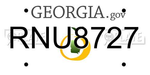 RNU8727 Georgia License Plate