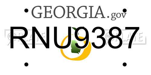 RNU9387 Georgia License Plate