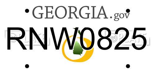 RNW0825 Georgia License Plate