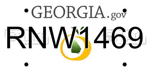 RNW1469 Georgia License Plate