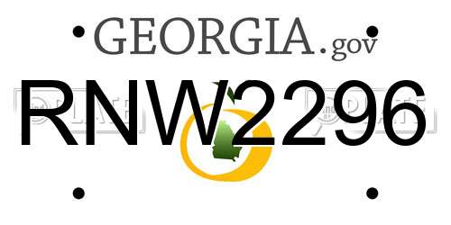 RNW2296 Georgia License Plate