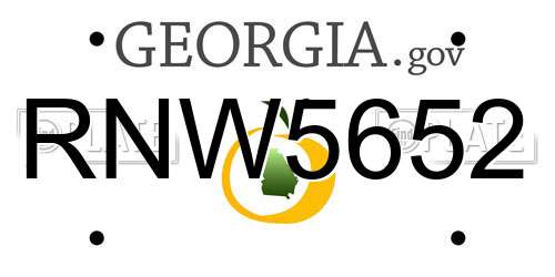 RNW5652 Georgia License Plate