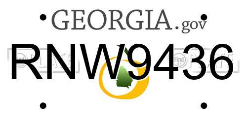 RNW9436 Georgia License Plate