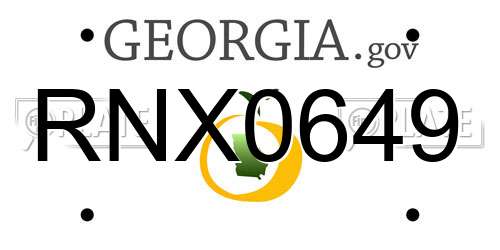 RNX0649 Georgia License Plate