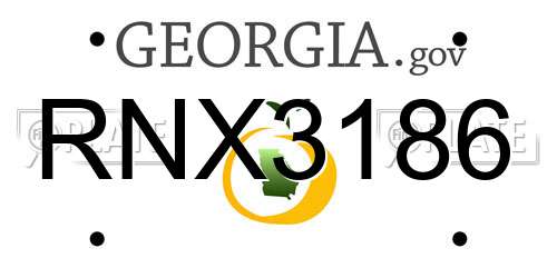 RNX3186 Georgia License Plate