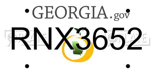 RNX3652 Georgia License Plate
