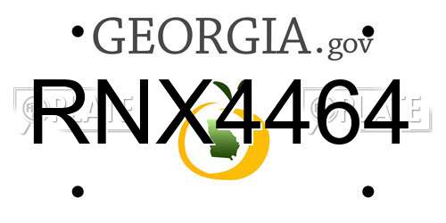 RNX4464 Georgia License Plate