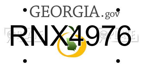 RNX4976 Georgia License Plate