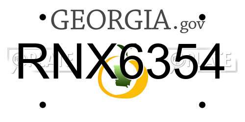 RNX6354 Georgia License Plate