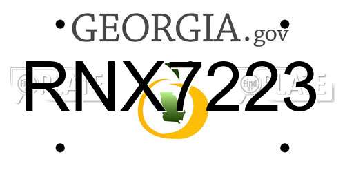 RNX7223 Georgia License Plate
