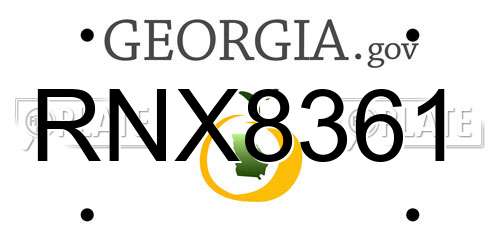 RNX8361 Georgia License Plate