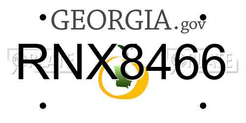 RNX8466 Georgia License Plate