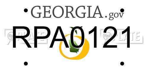 RPA0121 Georgia License Plate