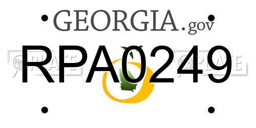 RPA0249 Georgia License Plate