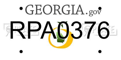 RPA0376 Georgia License Plate