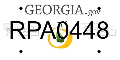 RPA0448 Georgia License Plate