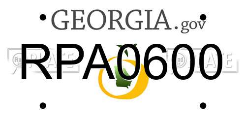 RPA0600 Georgia License Plate