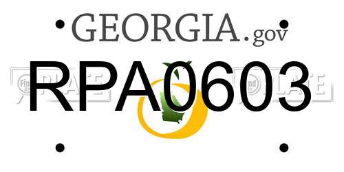 RPA0603 Georgia License Plate