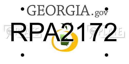 RPA2172 Georgia License Plate
