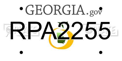 RPA2255 Georgia License Plate
