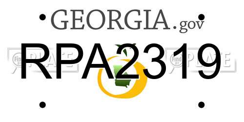 RPA2319 Georgia License Plate
