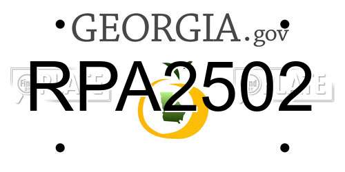 RPA2502 Georgia License Plate