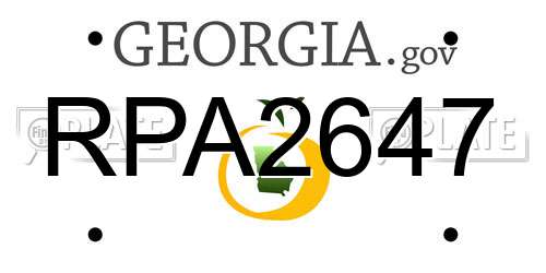 RPA2647 Georgia License Plate