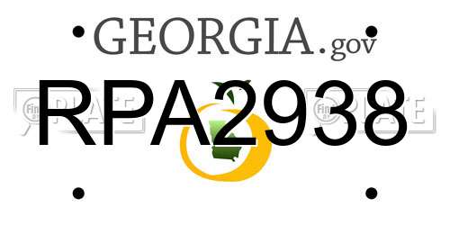 RPA2938 Georgia License Plate