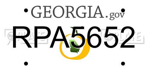 RPA5652 Georgia License Plate