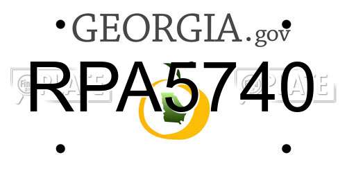 RPA5740 Georgia License Plate