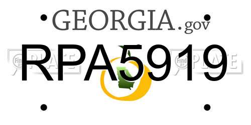 RPA5919 Georgia License Plate