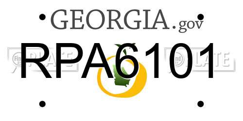 RPA6101 Georgia License Plate