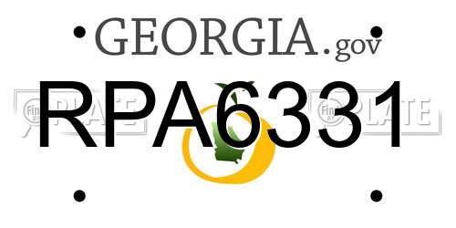 RPA6331 Georgia License Plate