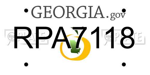 RPA7118 Georgia License Plate