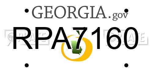 RPA7160 Georgia License Plate