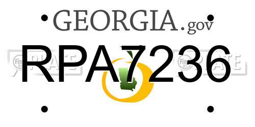 RPA7236 Georgia License Plate