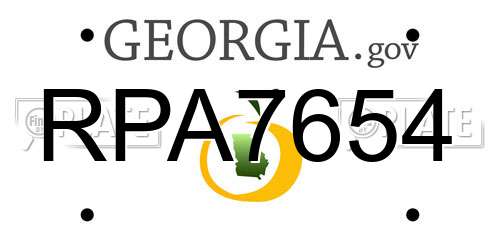 RPA7654 Georgia License Plate