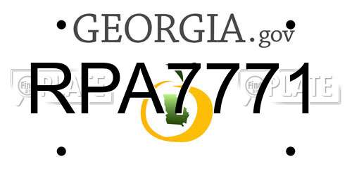 RPA7771 Georgia License Plate