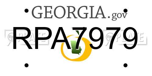 RPA7979 Georgia License Plate