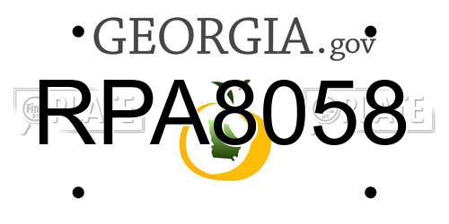 RPA8058 Georgia License Plate