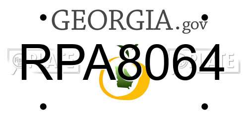 RPA8064 Georgia License Plate