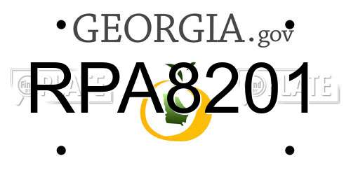 RPA8201 Georgia License Plate