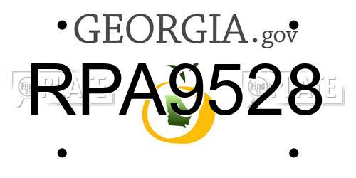 RPA9528 Georgia License Plate