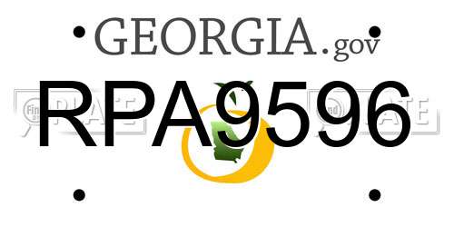 RPA9596 Georgia License Plate