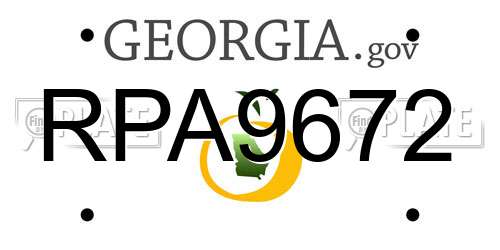 RPA9672 Georgia License Plate