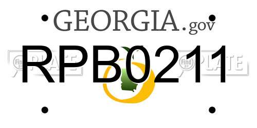 RPB0211 Georgia License Plate