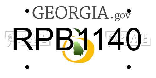 RPB1140 Georgia License Plate