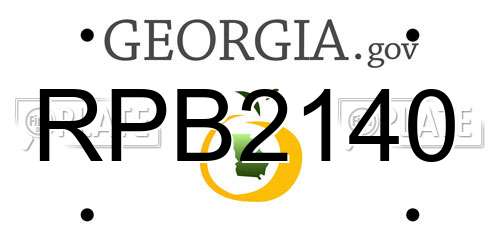 RPB2140 Georgia License Plate