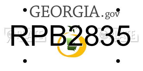 RPB2835 Georgia License Plate