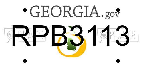 RPB3113 Georgia License Plate